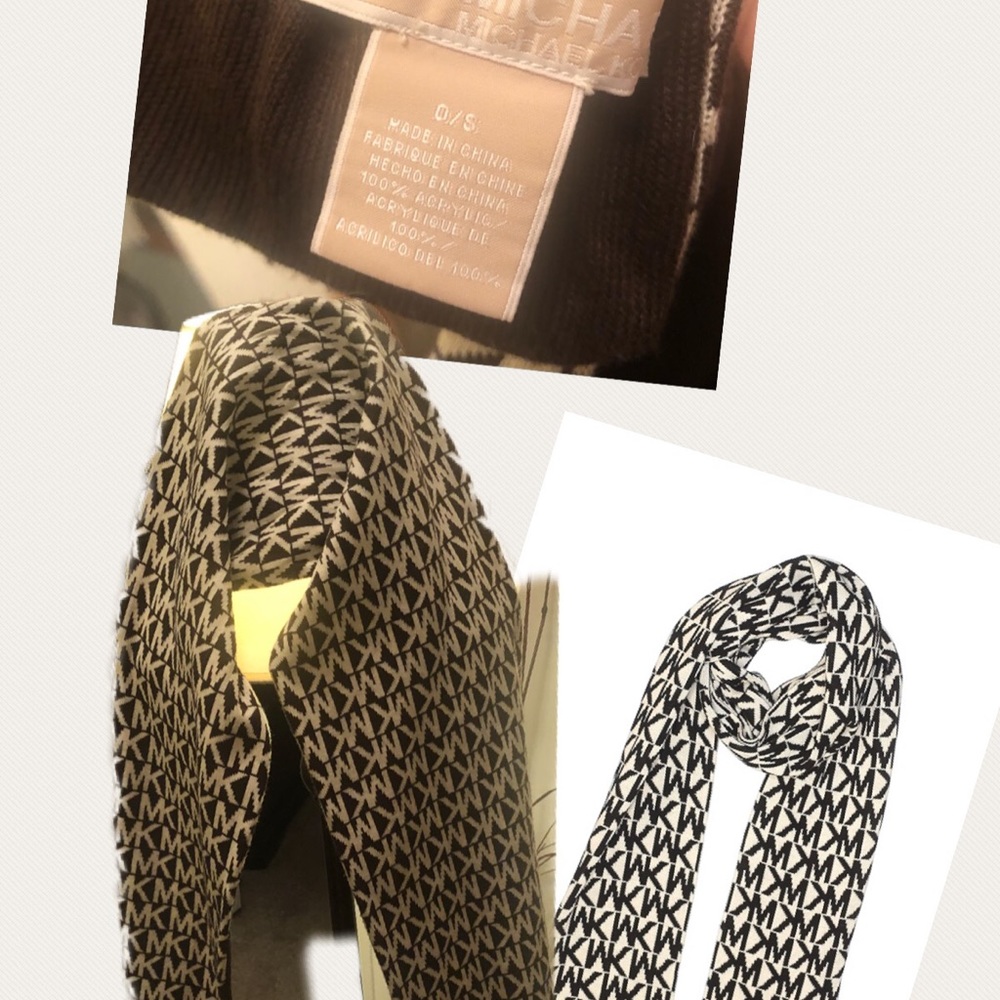 Michael Kors brown scarf with white lettering